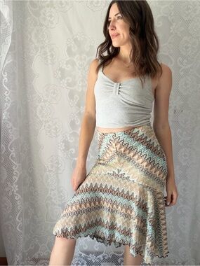 Y2K Banana Republic Blue Brown Knit Mermaid
Midi Skirt